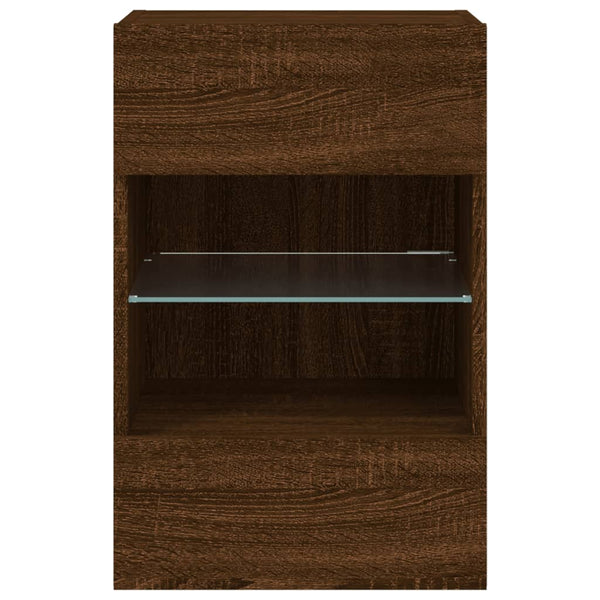 TV-seinäkaapit LED-valoilla 2 kpl ruskea tammi 40x30x60,5 cm