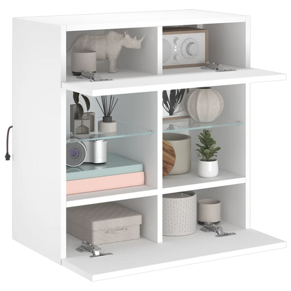 TV-seinäkaappi LED-valoilla valkoinen 58,5x30x60,5 cm