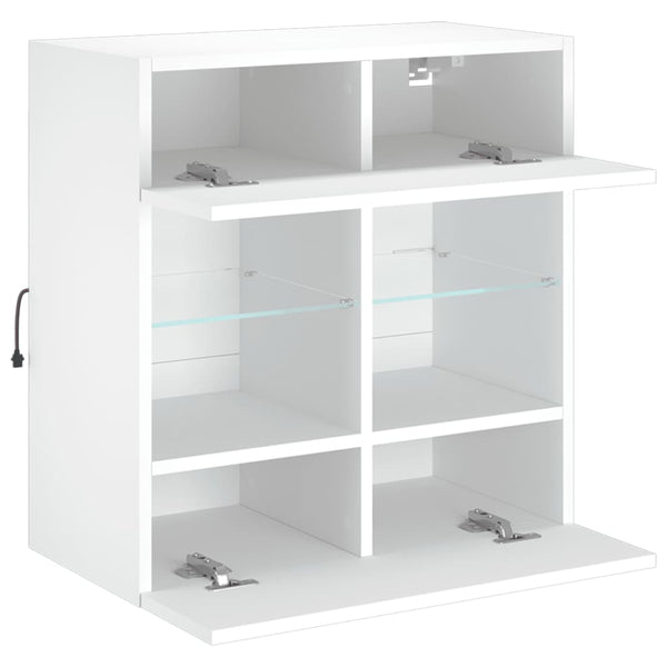 TV-seinäkaappi LED-valoilla valkoinen 58,5x30x60,5 cm