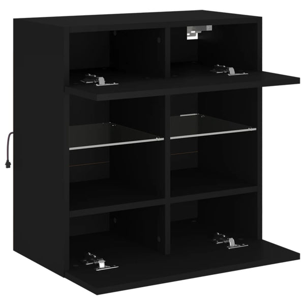 TV-seinäkaappi LED-valoilla musta 58,5x30x60,5 cm