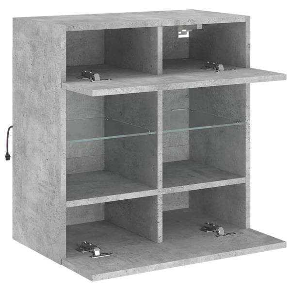 TV-seinäkaappi LED-valoilla betoninharmaa 58,5x30x60,5 cm