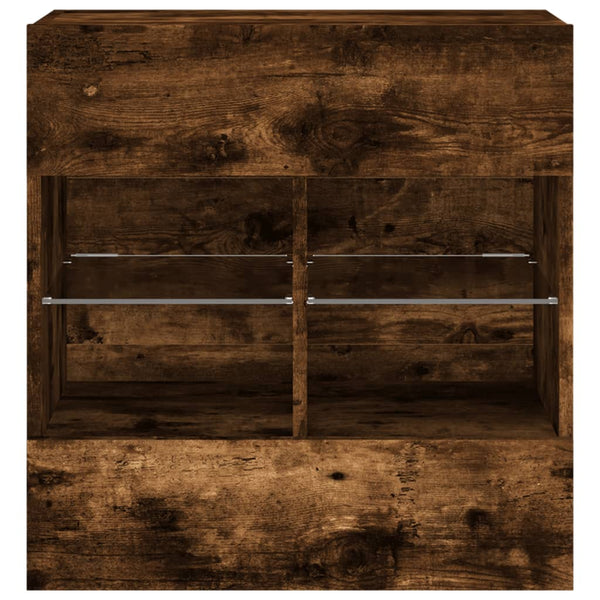 TV-seinäkaappi LED-valoilla savutammi 58,5x30x60,5 cm