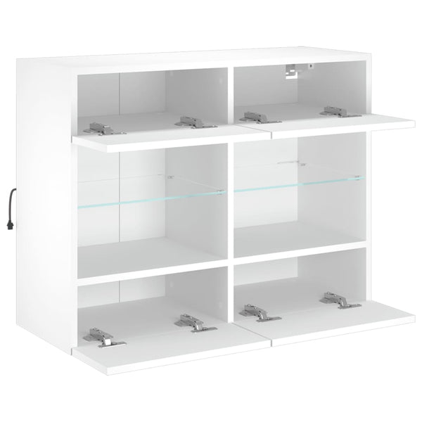 TV-seinäkaappi LED-valoilla valkoinen 78,5x30x60,5 cm