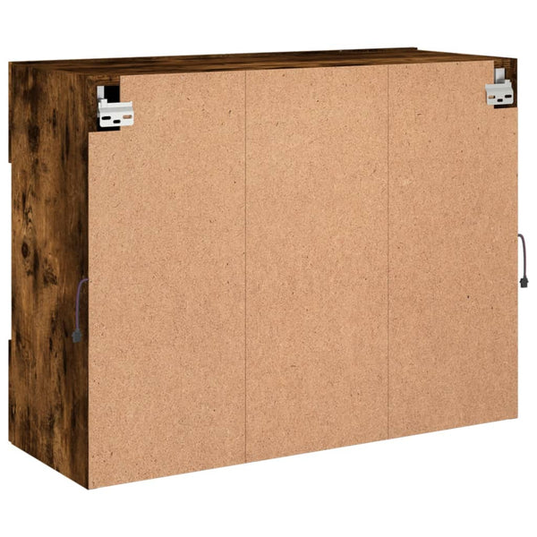 TV-seinäkaappi LED-valoilla savutammi 78,5x30x60,5 cm