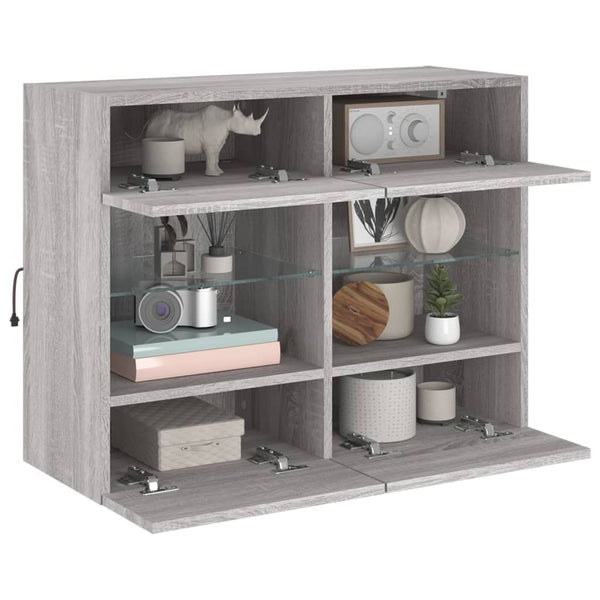 TV-seinäkaappi LED-valoilla harmaa Sonoma 78,5x30x60,5 cm