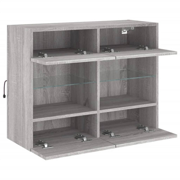 TV-seinäkaappi LED-valoilla harmaa Sonoma 78,5x30x60,5 cm