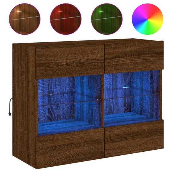 TV-seinäkaappi LED-valoilla ruskea tammi 78,5x30x60,5 cm