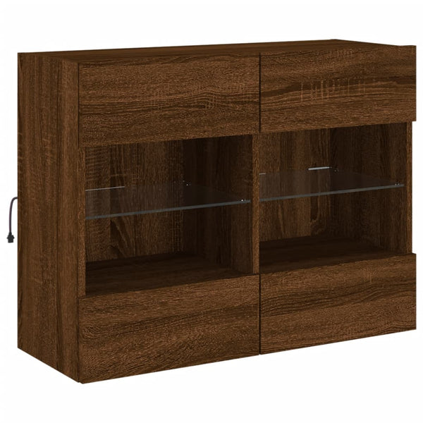 TV-seinäkaappi LED-valoilla ruskea tammi 78,5x30x60,5 cm