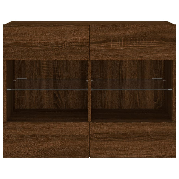 TV-seinäkaappi LED-valoilla ruskea tammi 78,5x30x60,5 cm