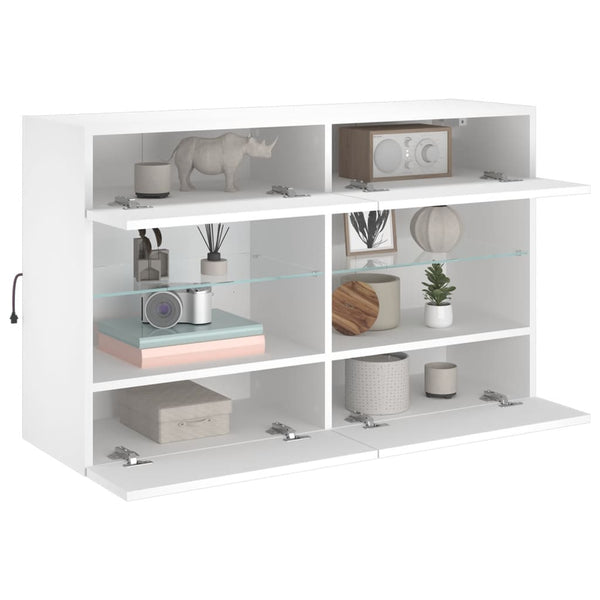 TV-seinäkaappi LED-valoilla valkoinen 98,5x30x60,5 cm