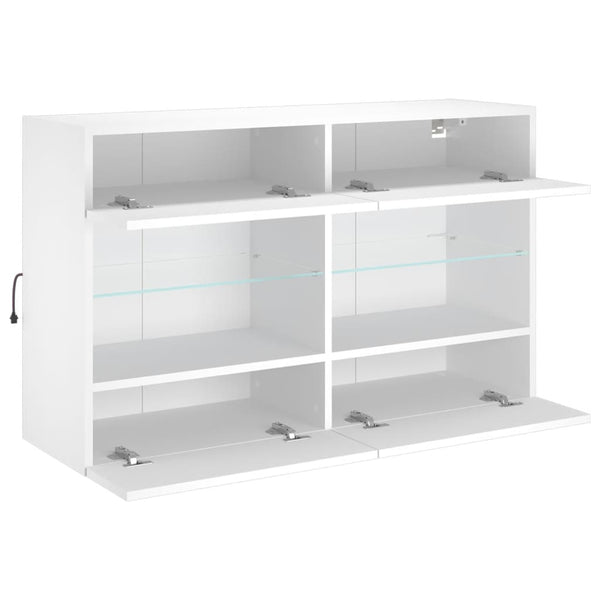 TV-seinäkaappi LED-valoilla valkoinen 98,5x30x60,5 cm