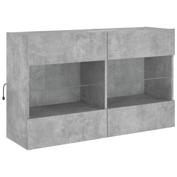 TV-seinäkaappi LED-valoilla betoninharmaa 98,5x30x60,5 cm