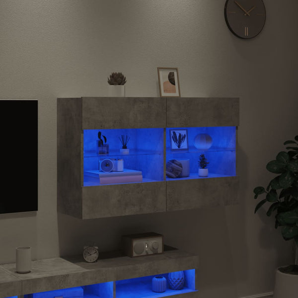 TV-seinäkaappi LED-valoilla betoninharmaa 98,5x30x60,5 cm