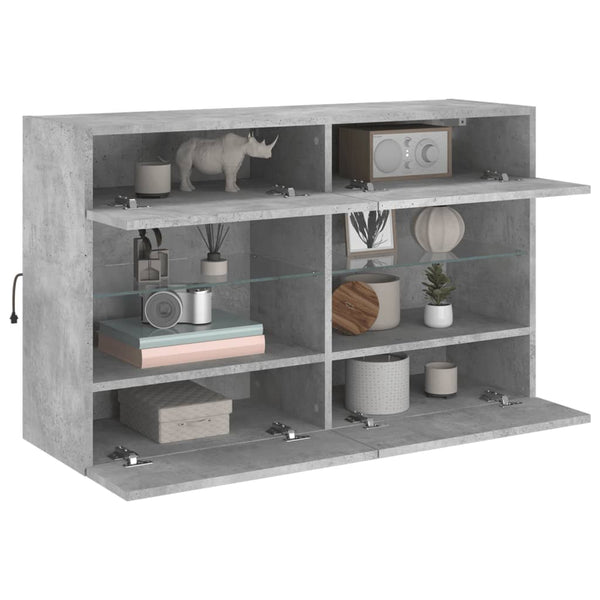 TV-seinäkaappi LED-valoilla betoninharmaa 98,5x30x60,5 cm