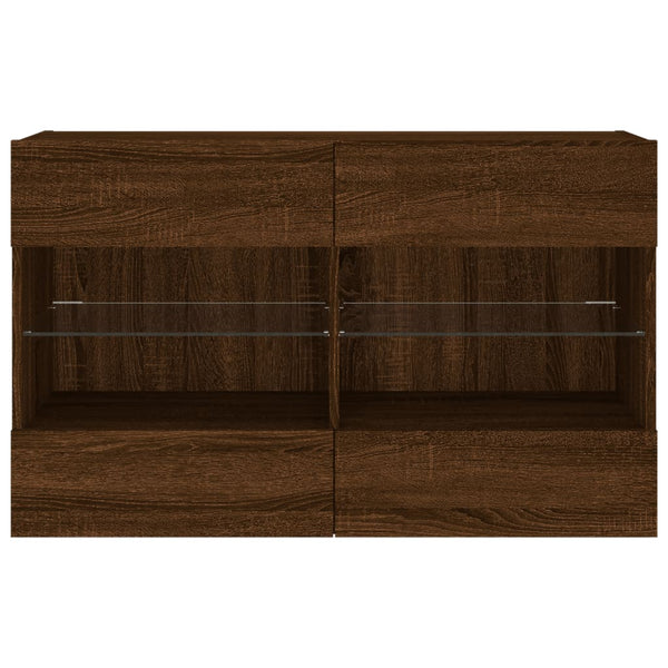 TV-seinäkaappi LED-valoilla ruskea tammi 98,5x30x60,5 cm