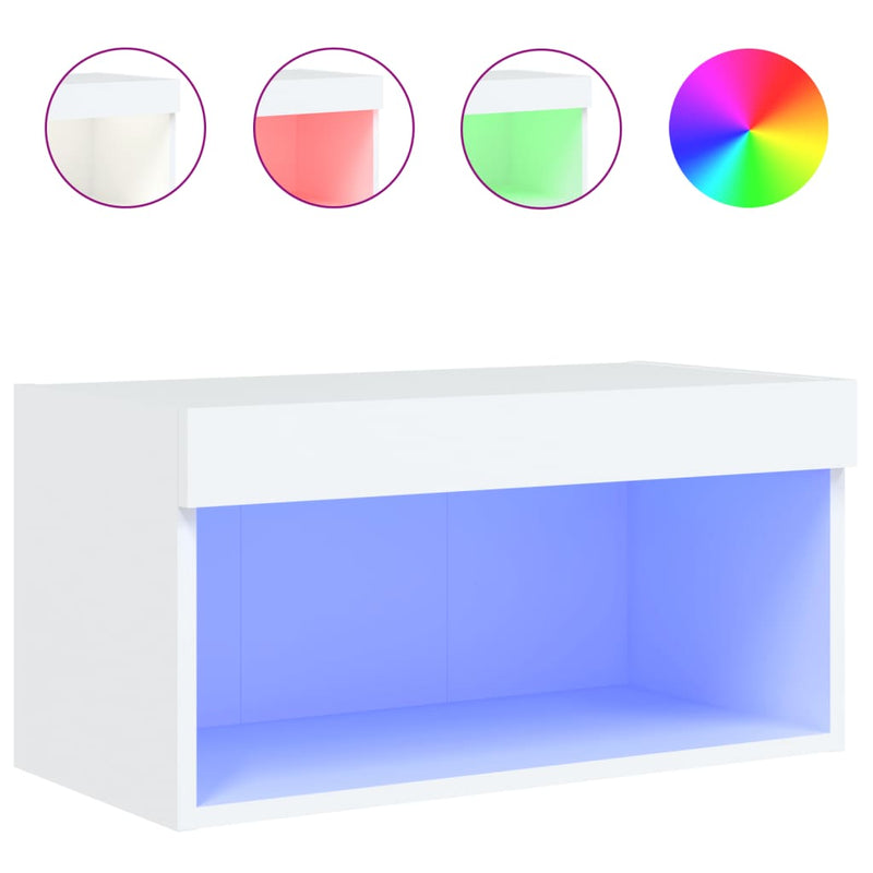 Valkoinen tv-taso led-valoilla Vladislava 60x30x30cm