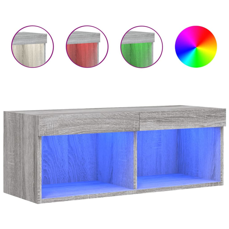 Harmaa tv-taso led-valoilla Vladislava 80x30x30cm (sonoma)