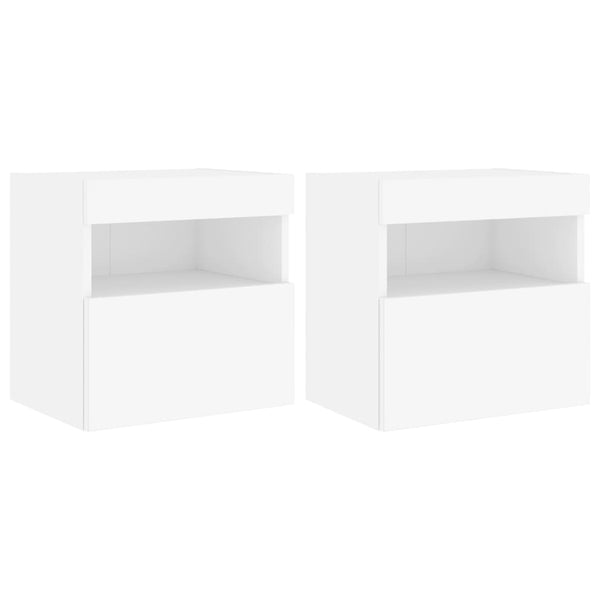 TV-seinäkaapit LED-valoilla 2 kpl valkoinen 40x30x40 cm