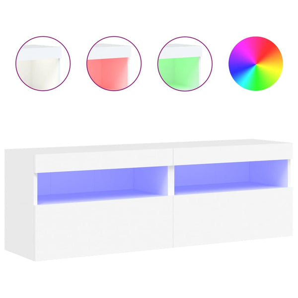 TV-seinäkaapit LED-valoilla 2 kpl valkoinen 60x30x40 cm