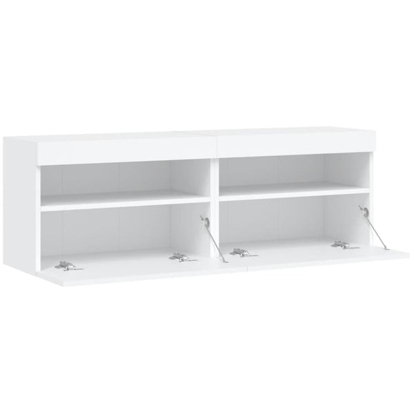 TV-seinäkaapit LED-valoilla 2 kpl valkoinen 60x30x40 cm