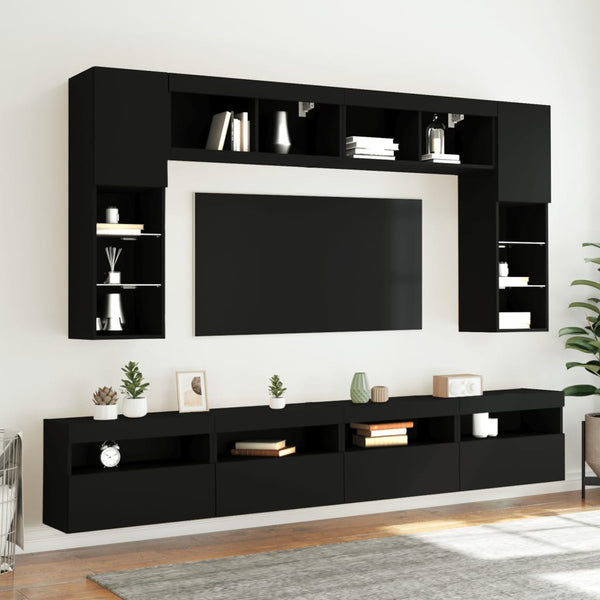 TV-seinäkaappi LED-valoilla musta 60x30x40 cm