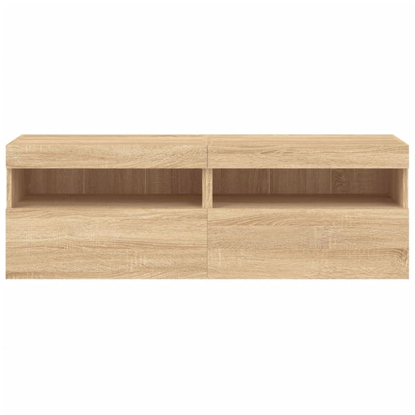 TV-seinäkaapit LED-valoilla 2 kpl Sonoma-tammi 60x30x40 cm