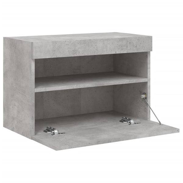 TV-seinäkaappi LED-valoilla betoninharmaa 60x30x40 cm