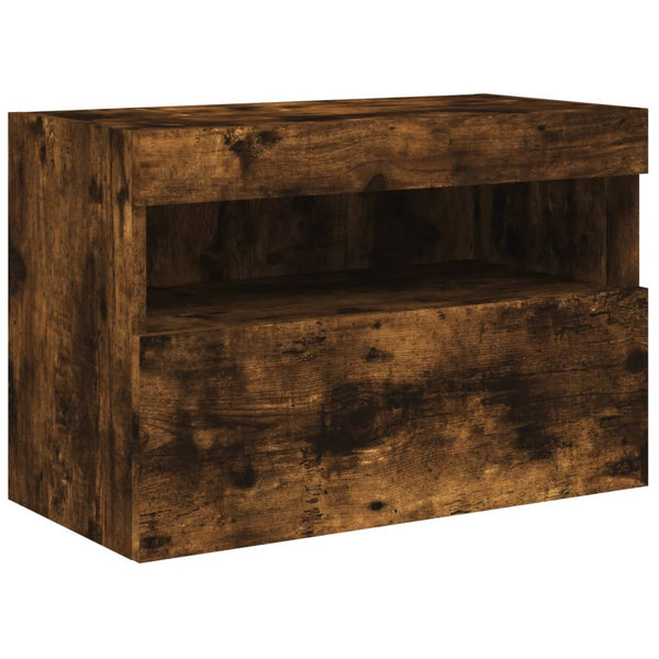 TV-seinäkaappi LED-valoilla savutammi 60x30x40 cm