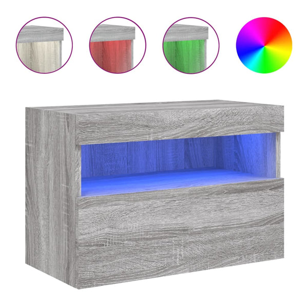 TV-seinäkaappi LED-valoilla harmaa Sonoma 60x30x40 cm