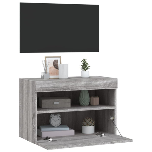 TV-seinäkaappi LED-valoilla harmaa Sonoma 60x30x40 cm