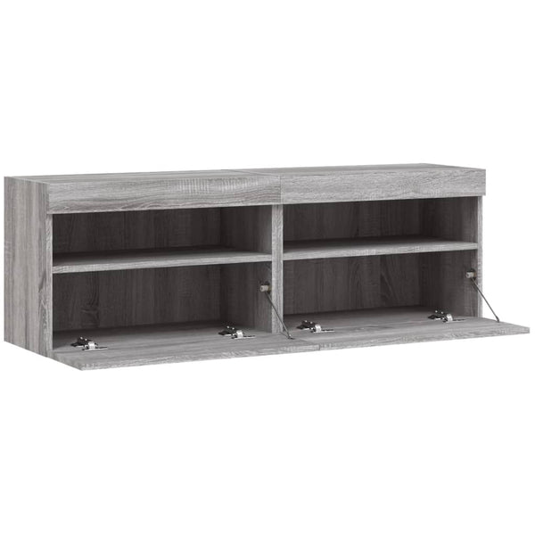 TV-seinäkaapit LED-valoilla 2 kpl harmaa Sonoma 60x30x40 cm