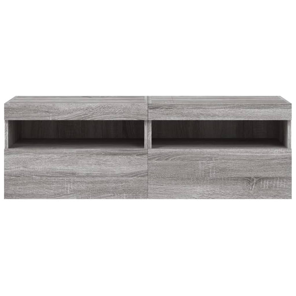 TV-seinäkaapit LED-valoilla 2 kpl harmaa Sonoma 60x30x40 cm