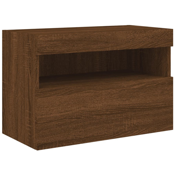 TV-seinäkaappi LED-valoilla ruskea tammi 60x30x40 cm