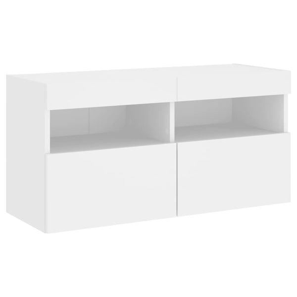 TV-seinäkaappi LED-valoilla valkoinen 80x30x40 cm