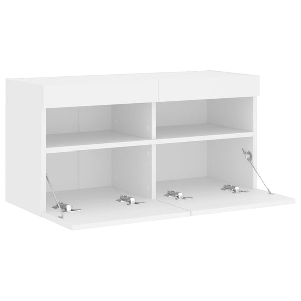 TV-seinäkaappi LED-valoilla valkoinen 80x30x40 cm