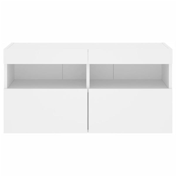 TV-seinäkaappi LED-valoilla valkoinen 80x30x40 cm