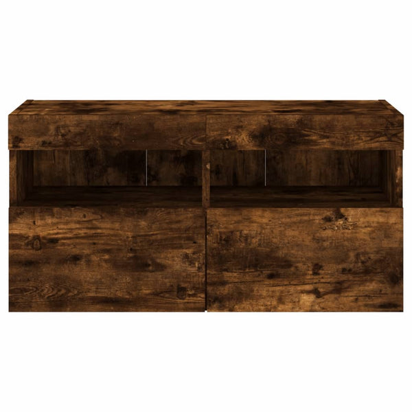 TV-seinäkaappi LED-valoilla savutammi 80x30x40 cm