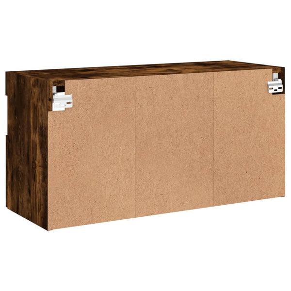 TV-seinäkaappi LED-valoilla savutammi 80x30x40 cm
