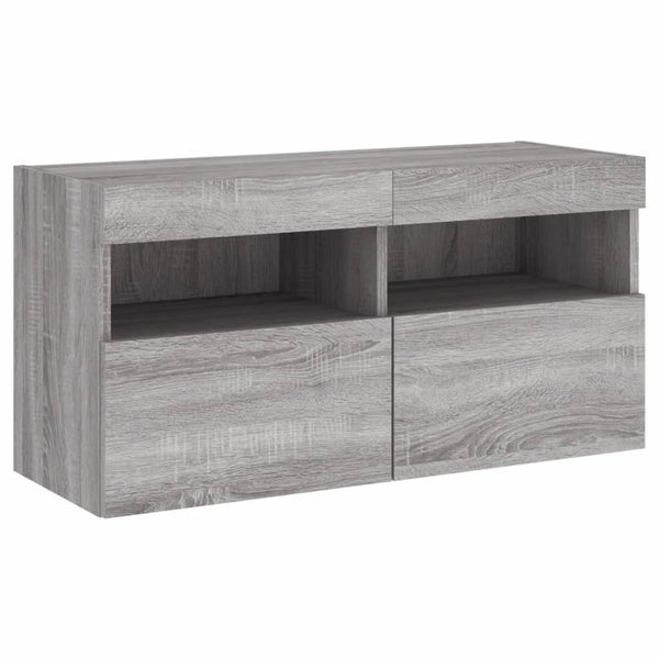 TV-seinäkaappi LED-valoilla harmaa Sonoma 80x30x40 cm