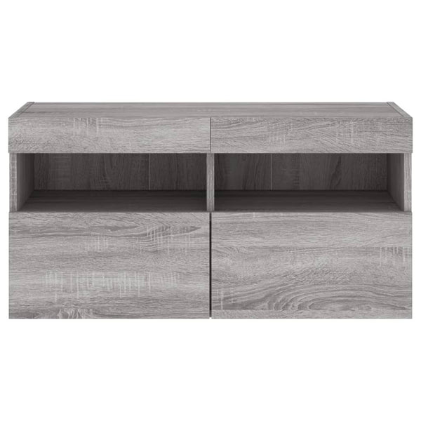 TV-seinäkaappi LED-valoilla harmaa Sonoma 80x30x40 cm