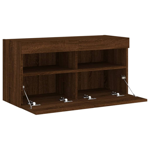 TV-seinäkaappi LED-valoilla ruskea tammi 80x30x40 cm