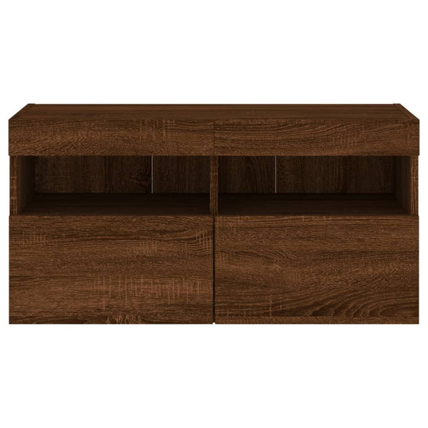 TV-seinäkaappi LED-valoilla ruskea tammi 80x30x40 cm
