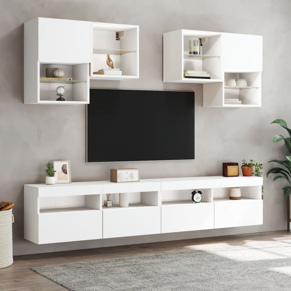 TV-seinäkaappi LED-valoilla valkoinen 100x30x40 cm