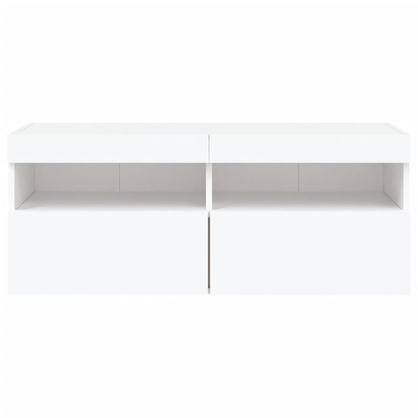 TV-seinäkaappi LED-valoilla valkoinen 100x30x40 cm