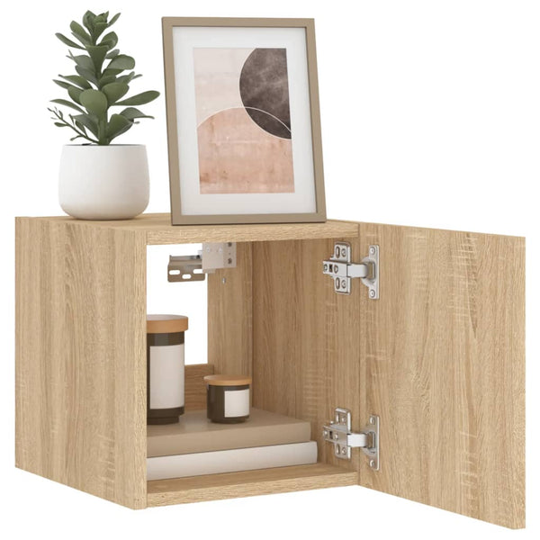 TV-seinäkaappi LED-valoilla Sonoma-tammi 30,5x35x30 cm