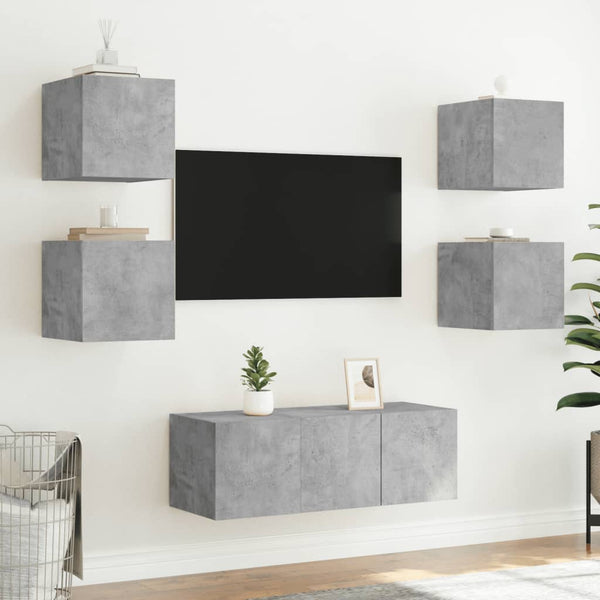 TV-seinäkaappi LED-valoilla betoninharmaa 30,5x35x30 cm