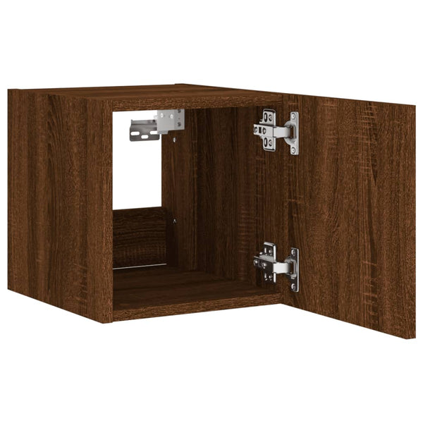 TV-seinäkaappi LED-valoilla ruskea tammi 30,5x35x30 cm