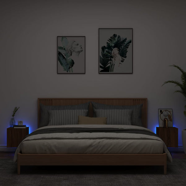TV-seinäkaapit LED-valoilla 2 kpl ruskea tammi 30,5x35x30 cm