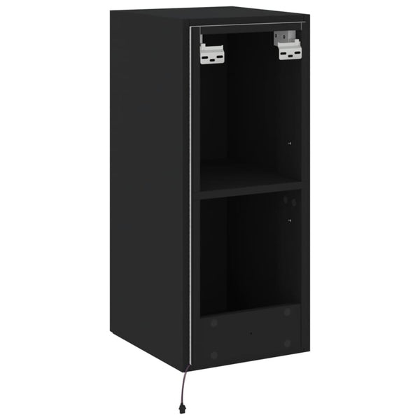 TV-seinäkaappi LED-valoilla musta 30,5x35x70 cm