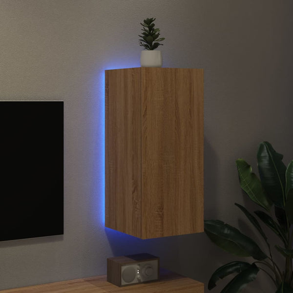 TV-seinäkaappi LED-valoilla Sonoma-tammi 30,5x35x70 cm